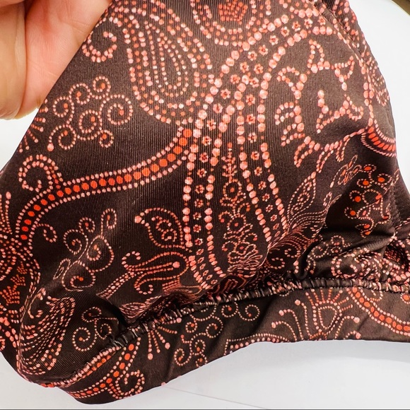 NWOT MELIKA Bikini Top Padded  Cross back Brown Pink Orange Size Small - Picture 6 of 6